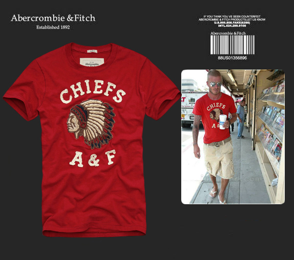 Abercrombie Fitch Hombres De Cuello Redondo Con Gente Fotos Corto Remera AF5711